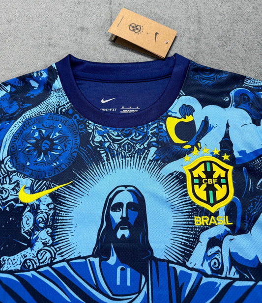 Brazil (Christ The Redeemer) Blue Football Shirt