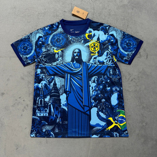 Brazil (Christ The Redeemer) Blue Football Shirt